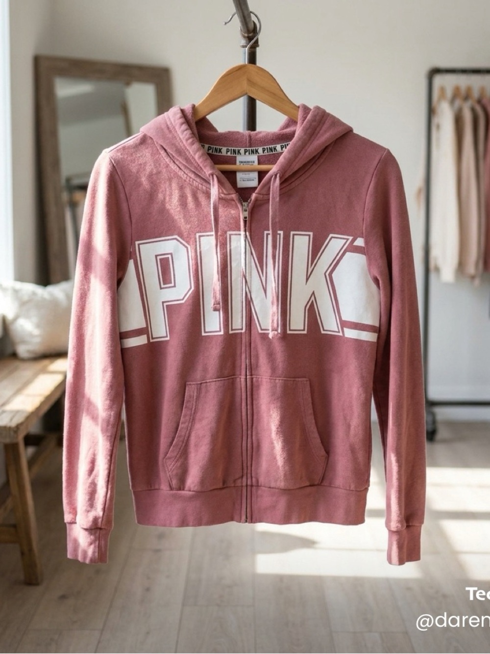 Victoria's Secret PINK Rose-Mauve Zip Front Hoodie